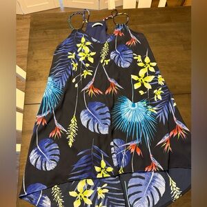 Caramel Black Tropical Floral Swim Cover-Up